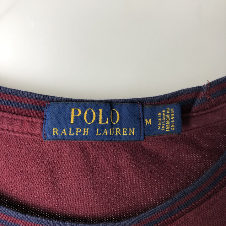 Ralph Lauren POLO RALPH LAUREN Pique short sleeve one point logo T-shirt Men's M size cotton Red type red-purple Vintage Second Hand