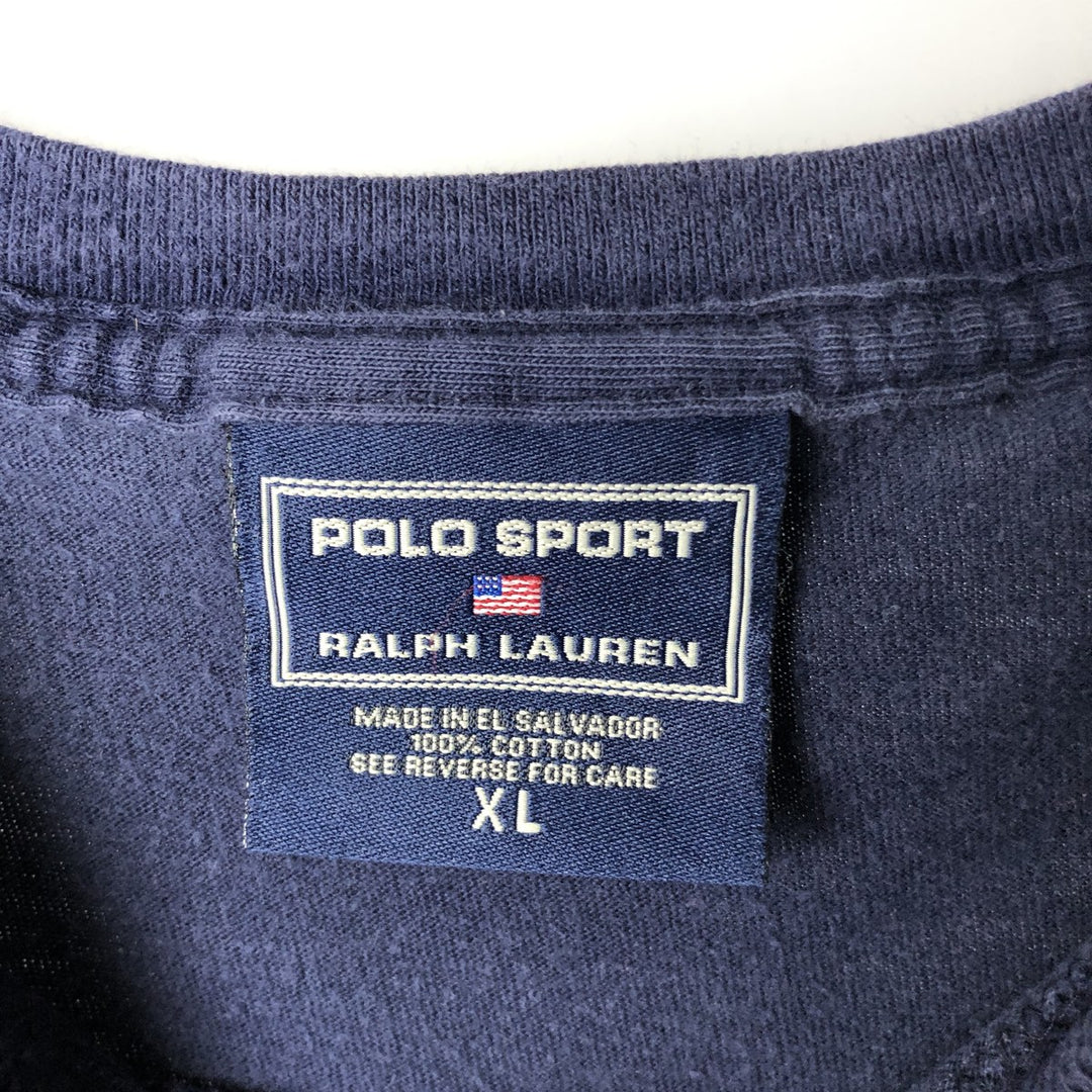 Ralph Lauren POLO SPORT Short-Sleeve Logo T-Shirt, Men's Size XL (approx.) cotton navy blue type Vintage Second Hand