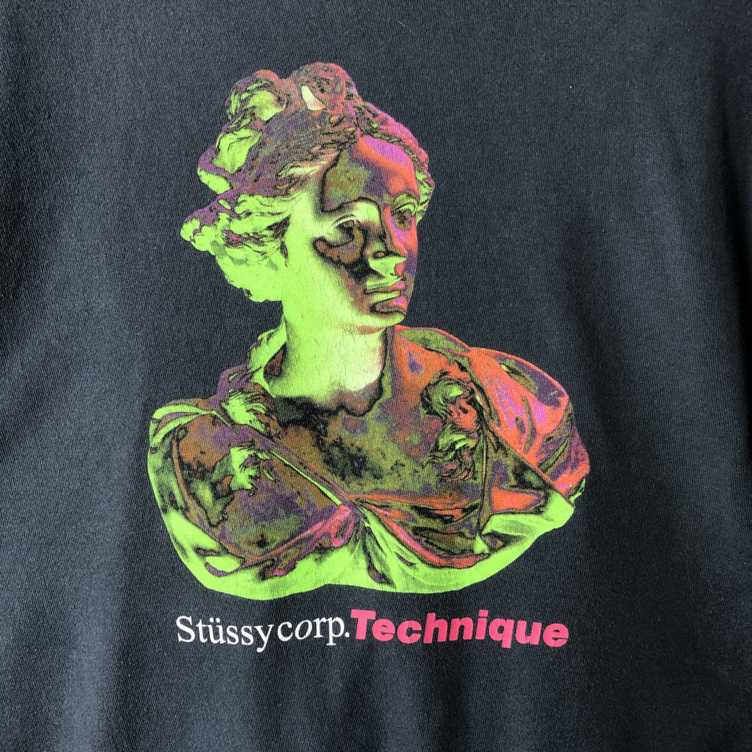 STUSSY surf skate T-shirt, size M for men cotton blue type Vintage Second Hand