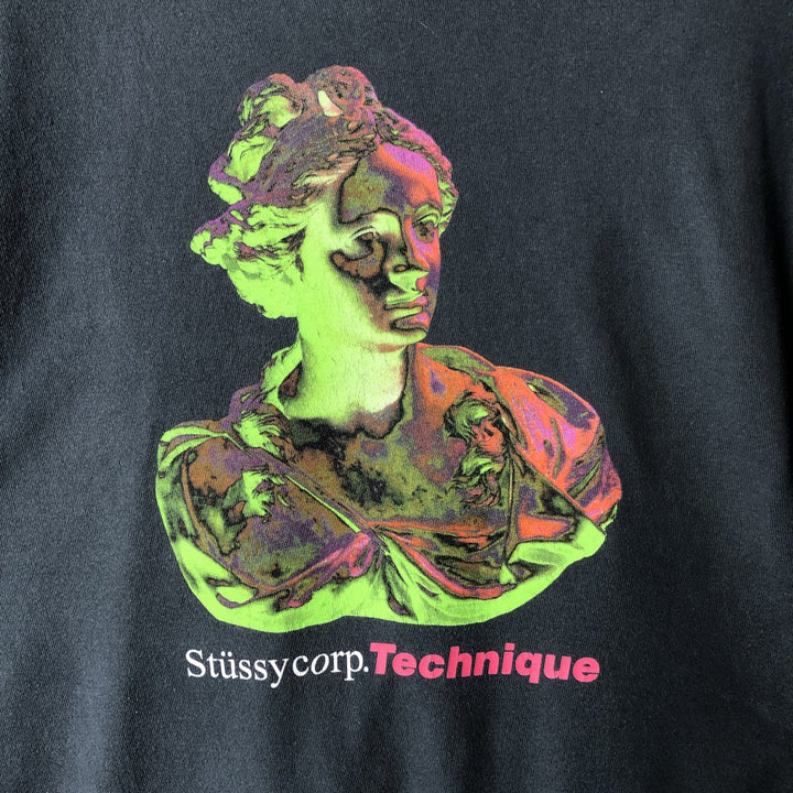 STUSSY surf skate T-shirt, size M for men cotton blue type Vintage Second Hand
