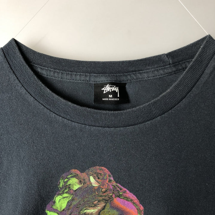 STUSSY surf skate T-shirt, size M for men cotton blue type Vintage Second Hand