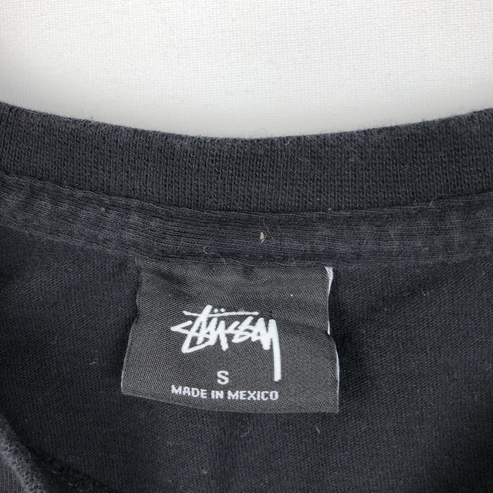 STUSSY surf skate T-shirt, size S for men cotton black type Vintage Second Hand