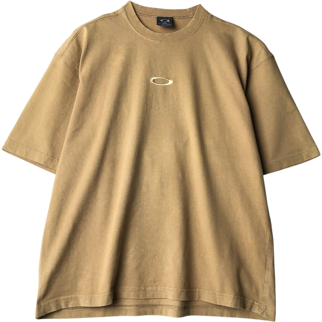 Oakley Short-Sleeve Logo T-Shirt, Made in USA, Men's Size M (approx.) cotton beige type brown Vintage Second Hand