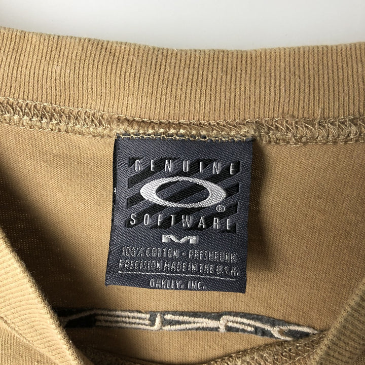 Oakley Short-Sleeve Logo T-Shirt, Made in USA, Men's Size M (approx.) cotton beige type brown Vintage Second Hand