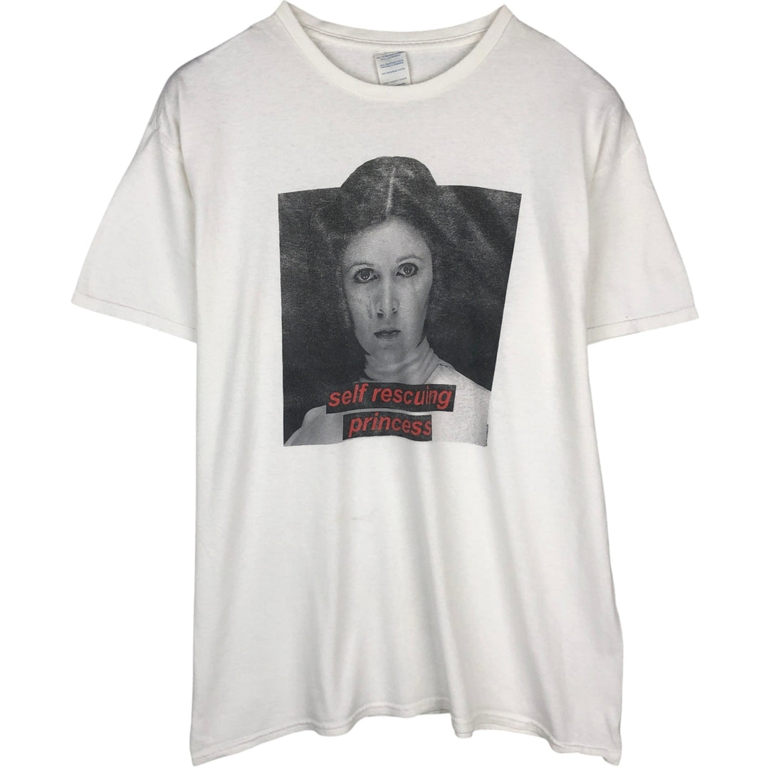 STAR WARS Princess Leia Movie T-Shirt (Men's XL equivalent) cotton white type Vintage Second Hand
