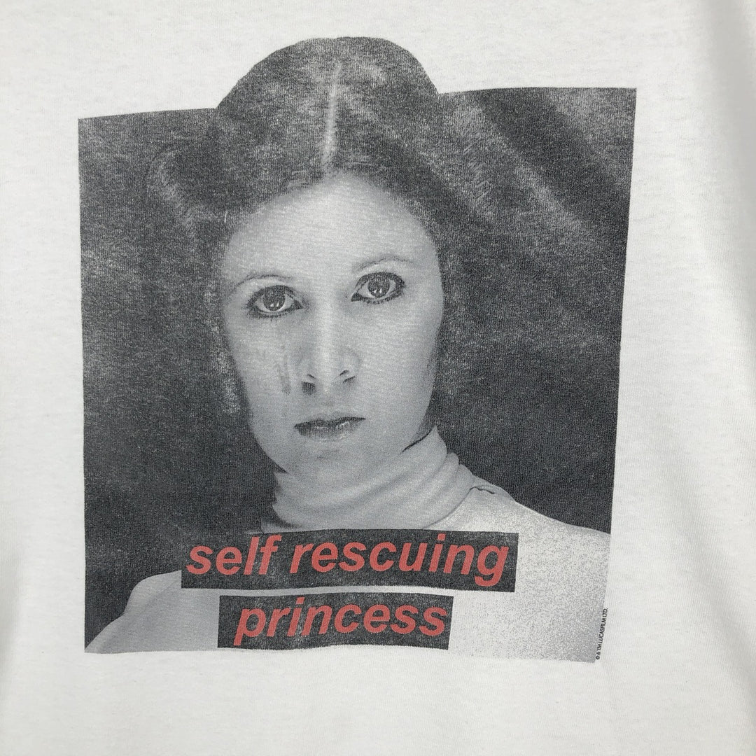 STAR WARS Princess Leia Movie T-Shirt (Men's XL equivalent) cotton white type Vintage Second Hand