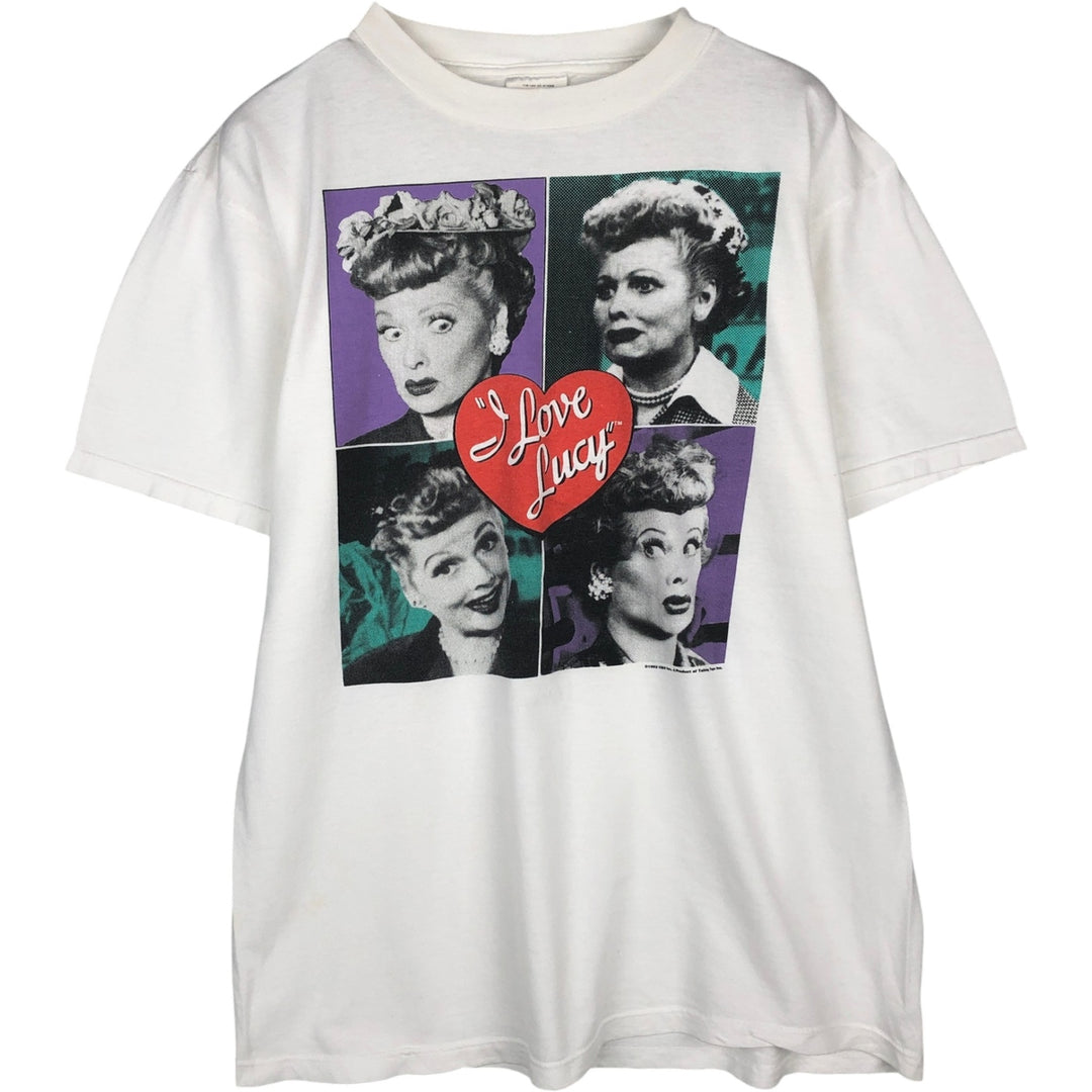 90'S TULTEX "I Love Lucy" Movie T-Shirt, Made in USA, Large (Men's L equivalent), Vintage cotton white type Vintage Second Hand