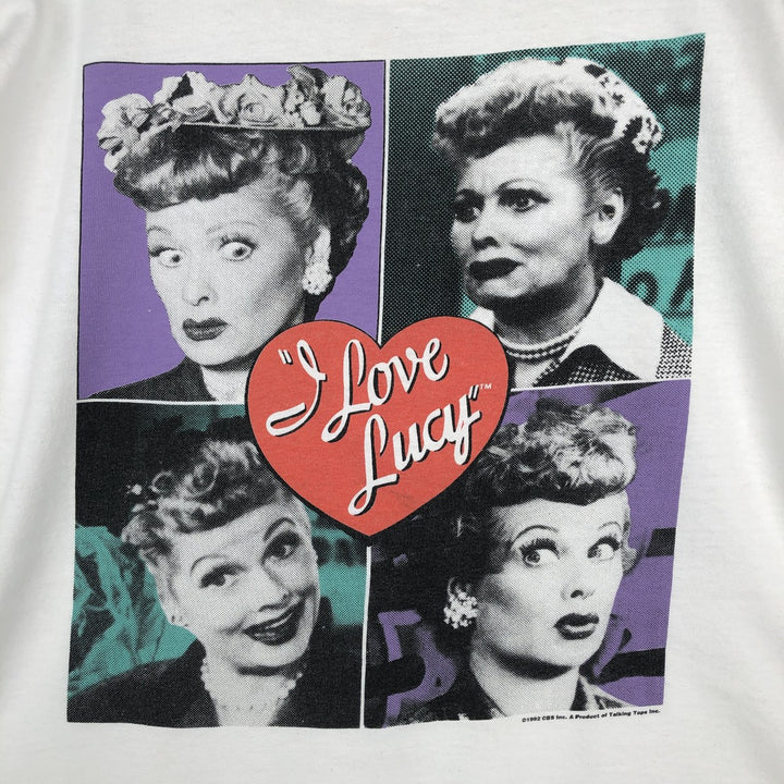 90'S TULTEX "I Love Lucy" Movie T-Shirt, Made in USA, Large (Men's L equivalent), Vintage cotton white type Vintage Second Hand