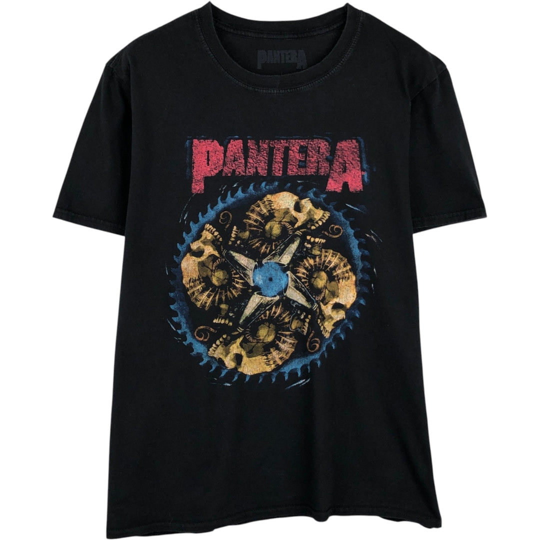 PANTERA Skull Pattern Band T-Shirt (Men's Size L) cotton black type Vintage Second Hand