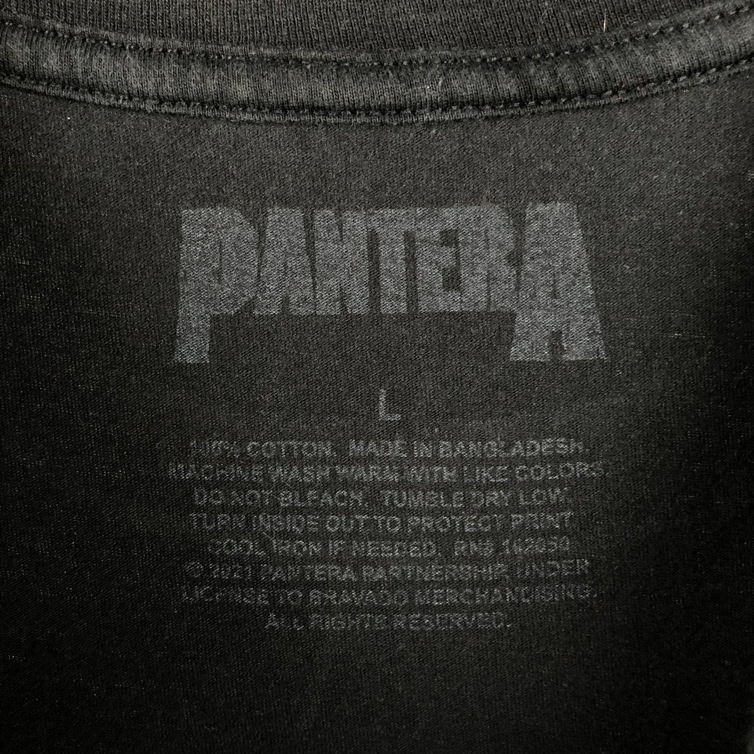 PANTERA Skull Pattern Band T-Shirt (Men's Size L) cotton black type Vintage Second Hand