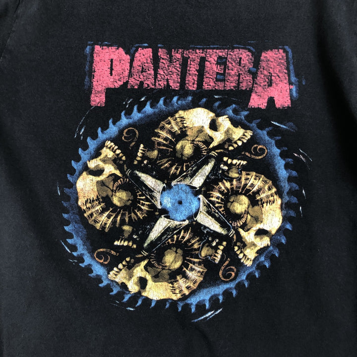 PANTERA Skull Pattern Band T-Shirt (Men's Size L) cotton black type Vintage Second Hand