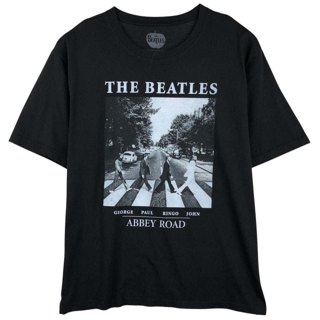 THE BEATLES Band T-shirt, Men's L size cotton black type Vintage Second Hand