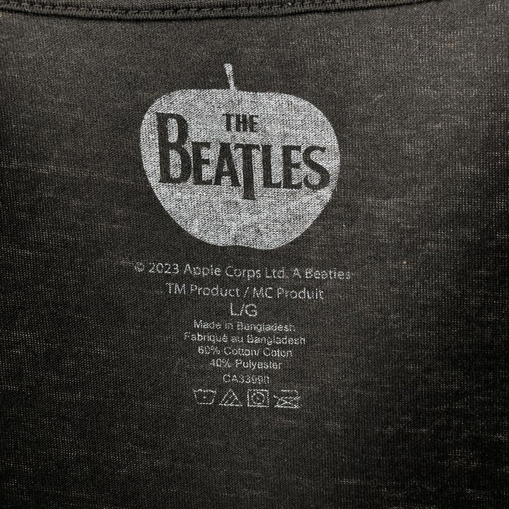 THE BEATLES Band T-shirt, Men's L size cotton black type Vintage Second Hand
