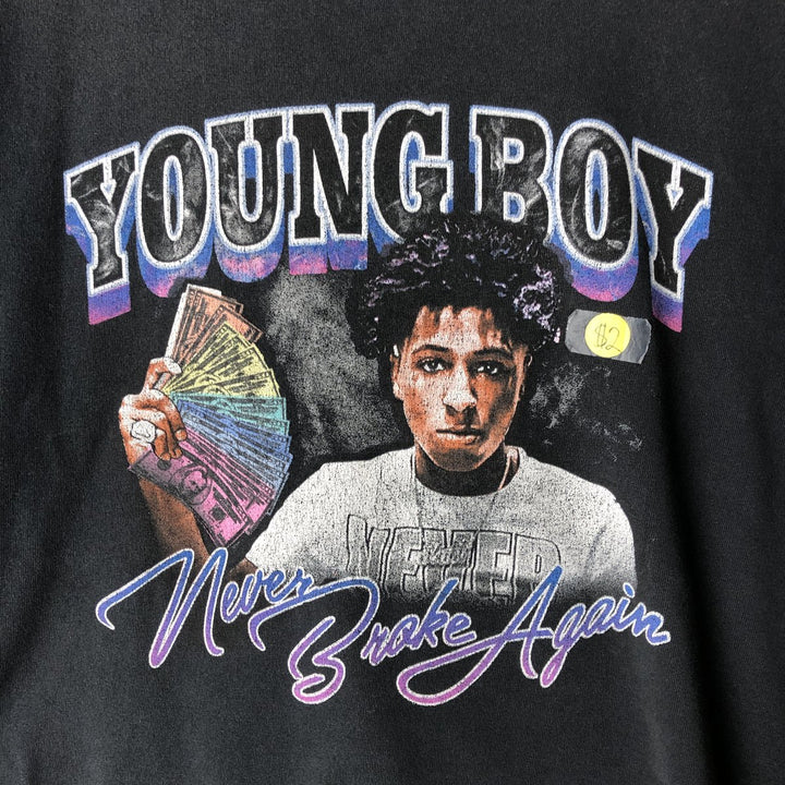 NMA YOUNG BOY Never Broke Again Rap T-Shirt (Men's XL equivalent) unclear black type Vintage Second Hand