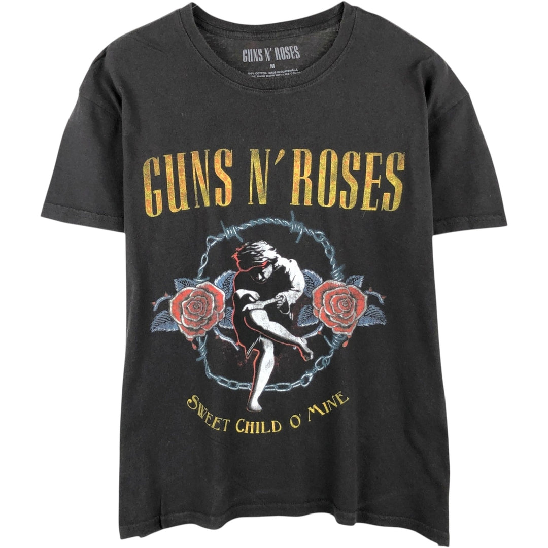 GUNS N' ROSES Guns N' Roses Band T-shirt Band Tee Men's M size cotton black type Vintage Second Hand