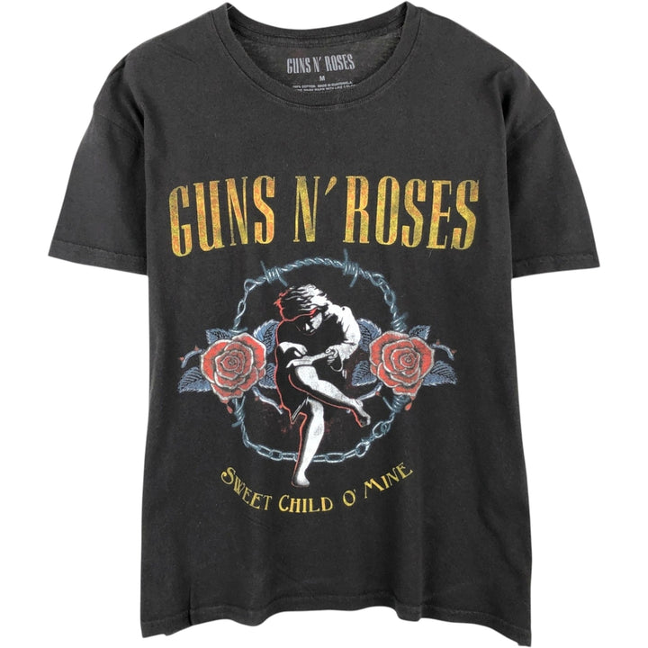GUNS N' ROSES Guns N' Roses Band T-shirt Band Tee Men's M size cotton black type Vintage Second Hand