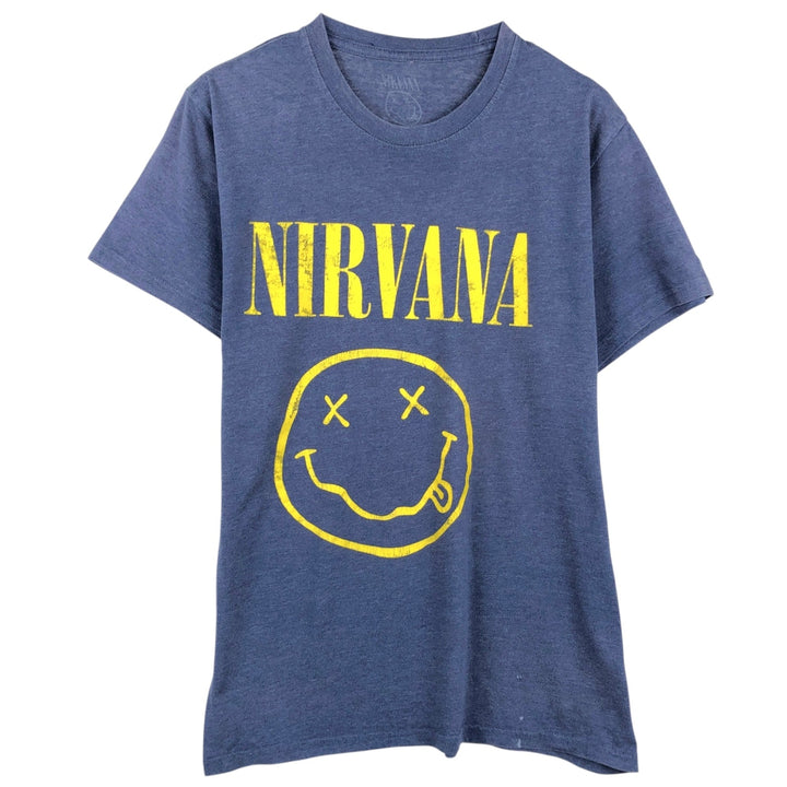NIRVANA Nirvana Band T-shirt, Band T, Men's L size unclear blue type Vintage Second Hand
