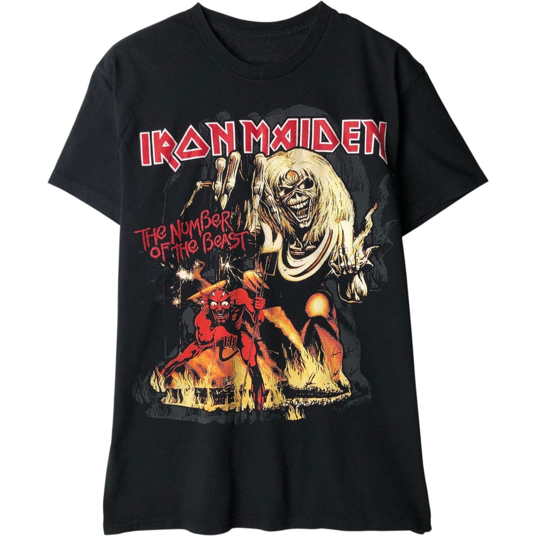 IRON MAIDEN Iron Maiden Band T-shirt Band T Men's S size unclear black type Vintage Second Hand
