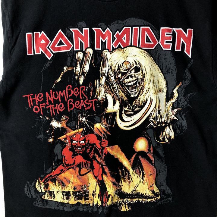 IRON MAIDEN Iron Maiden Band T-shirt Band T Men's S size unclear black type Vintage Second Hand