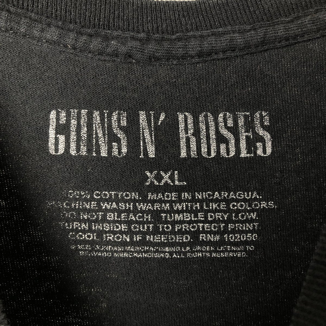 GUNS N' ROSES Skull Pattern Band T-shirt, Band Tee, Men's XXL cotton black type Vintage Second Hand