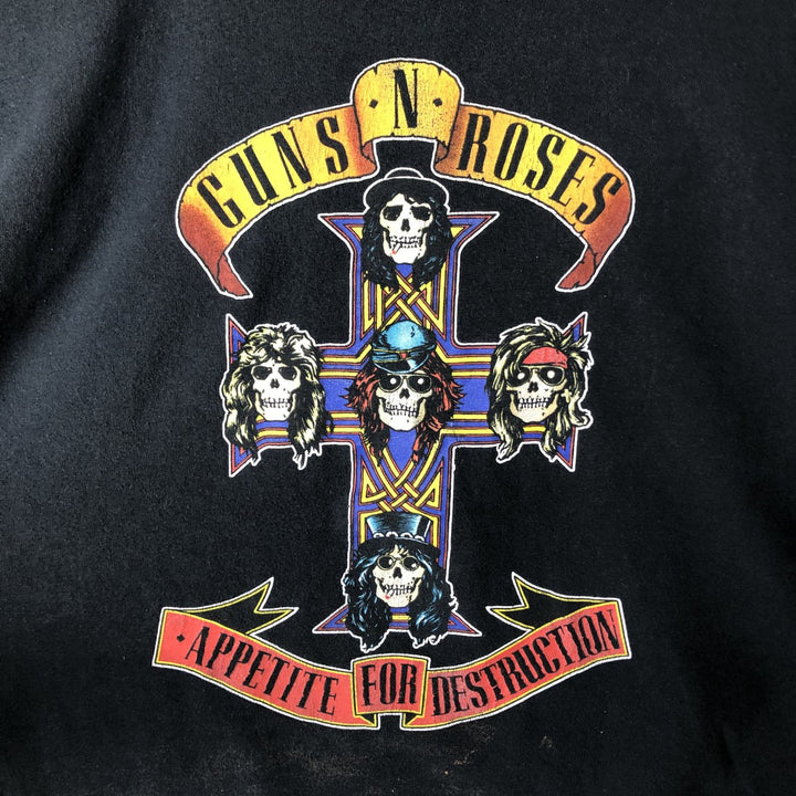 GUNS N' ROSES Skull Pattern Band T-shirt, Band Tee, Men's XXL cotton black type Vintage Second Hand
