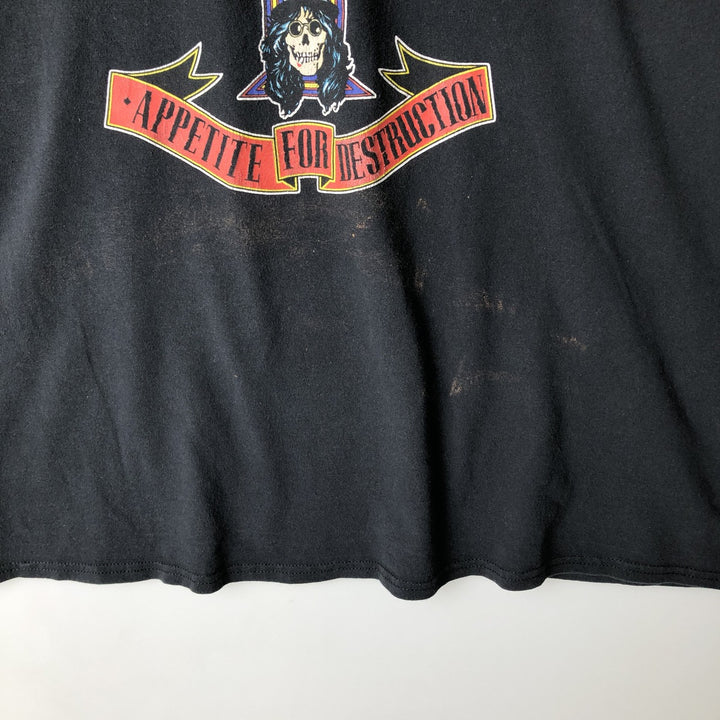 GUNS N' ROSES Skull Pattern Band T-shirt, Band Tee, Men's XXL cotton black type Vintage Second Hand