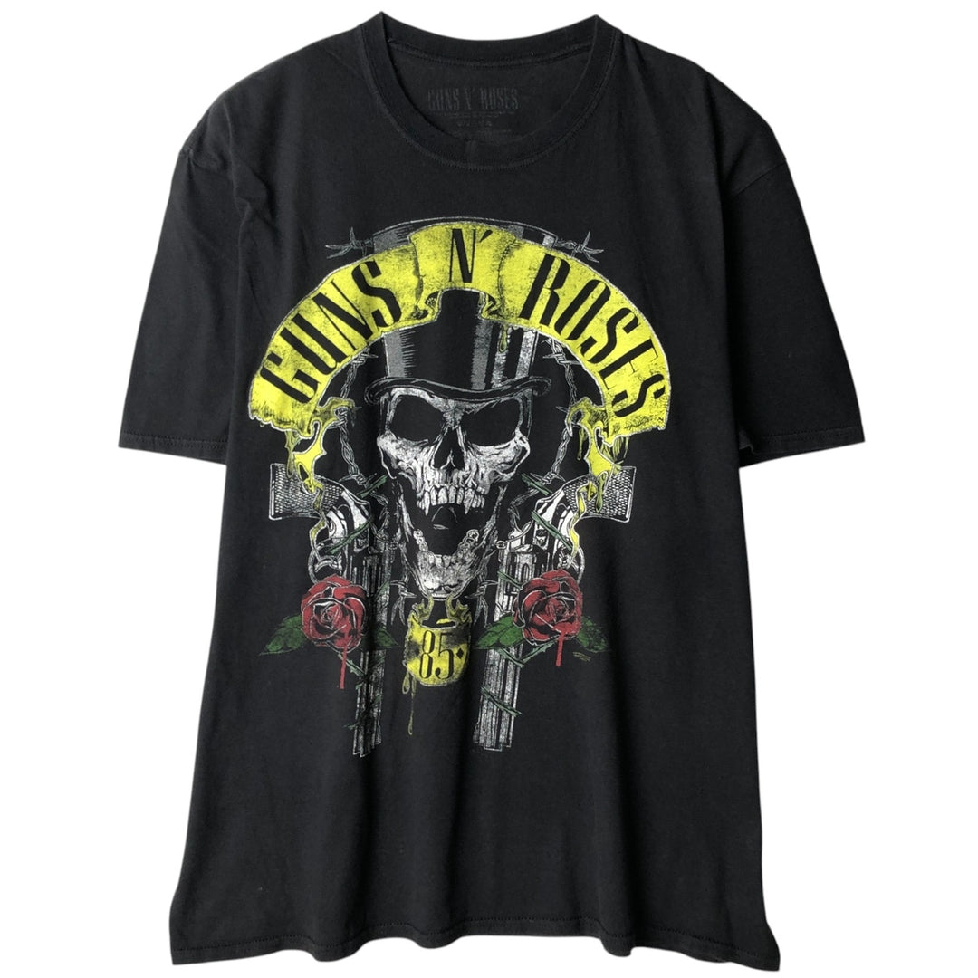 GUNS N' ROSES Skull Pattern Band T-shirt, Band Tee, Men's XXL cotton black type Vintage Second Hand