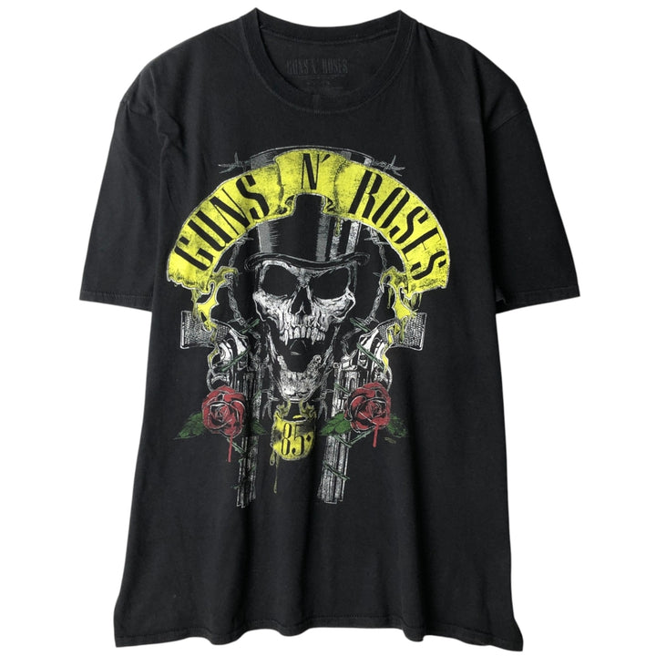 GUNS N' ROSES Skull Pattern Band T-shirt, Band Tee, Men's XXL cotton black type Vintage Second Hand