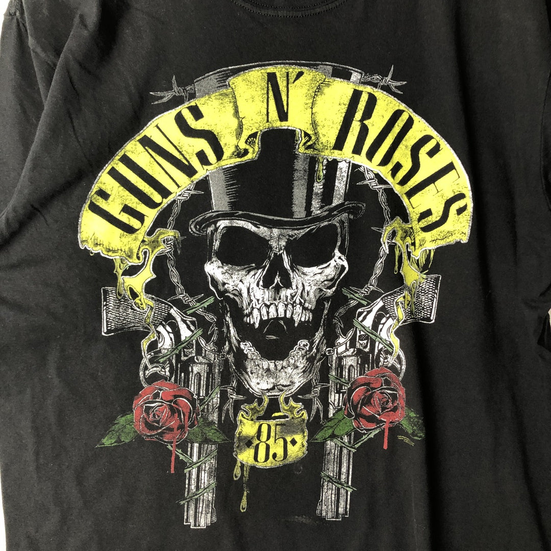 GUNS N' ROSES Skull Pattern Band T-shirt, Band Tee, Men's XXL cotton black type Vintage Second Hand