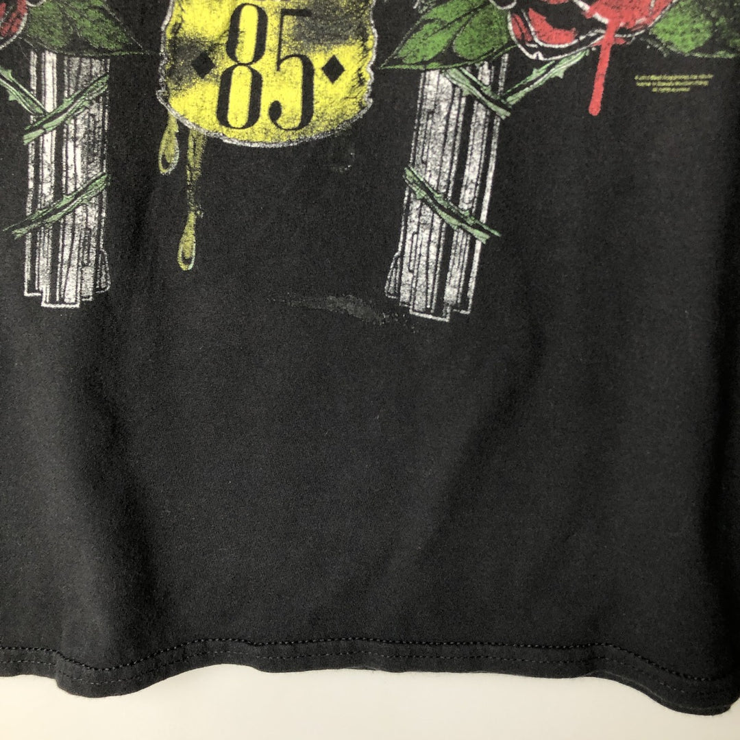 GUNS N' ROSES Skull Pattern Band T-shirt, Band Tee, Men's XXL cotton black type Vintage Second Hand