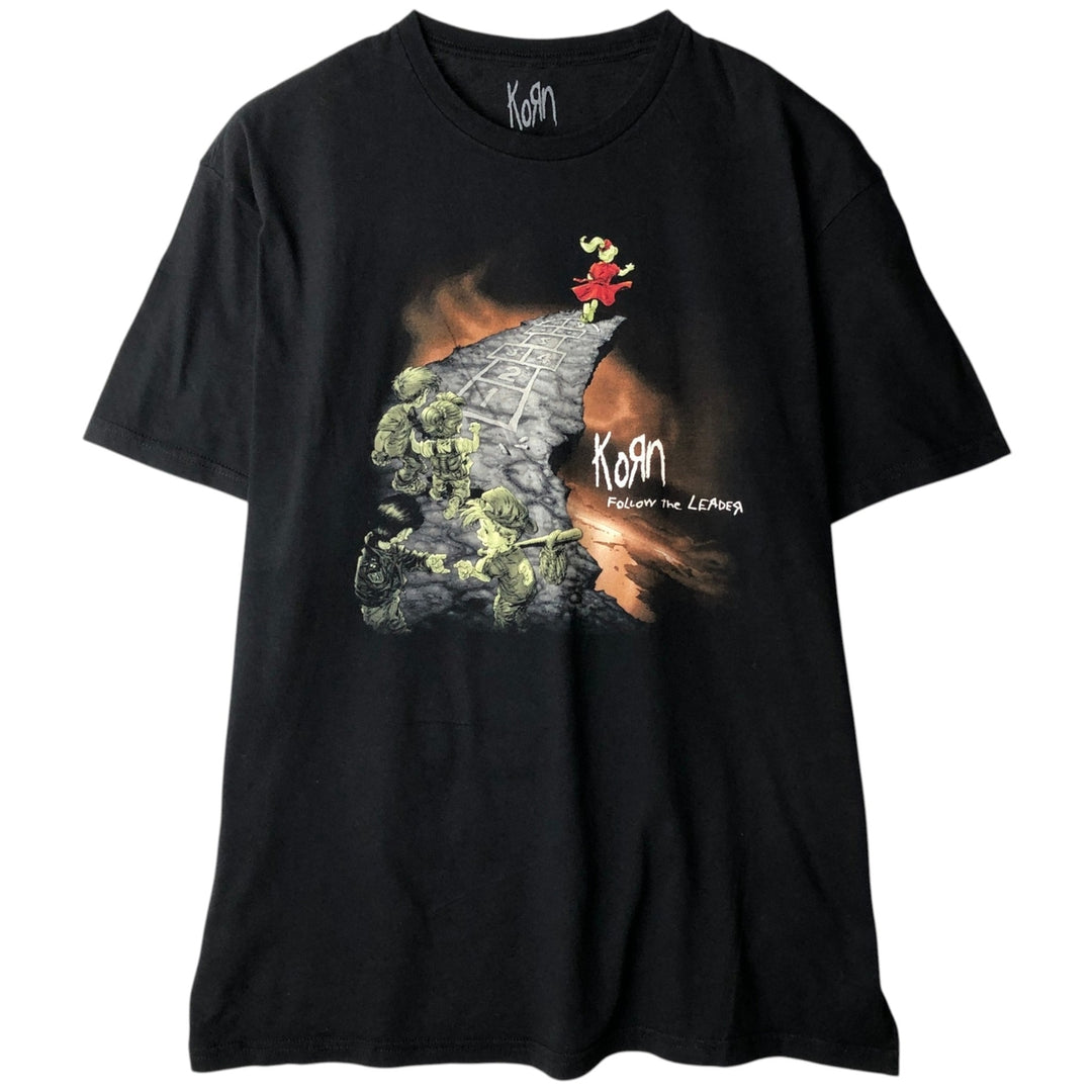 KORN band T-shirt, band T, men's XL size cotton black type Vintage Second Hand