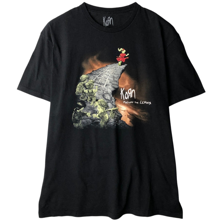 KORN band T-shirt, band T, men's XL size cotton black type Vintage Second Hand