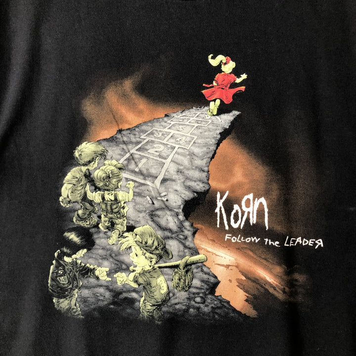 KORN band T-shirt, band T, men's XL size cotton black type Vintage Second Hand
