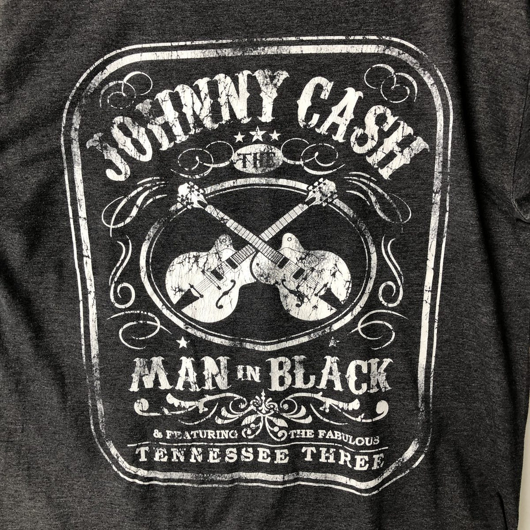 JOHNNY CASH Johnny Cash Band T-shirt Band T Men's L size cotton gray type Vintage Second Hand