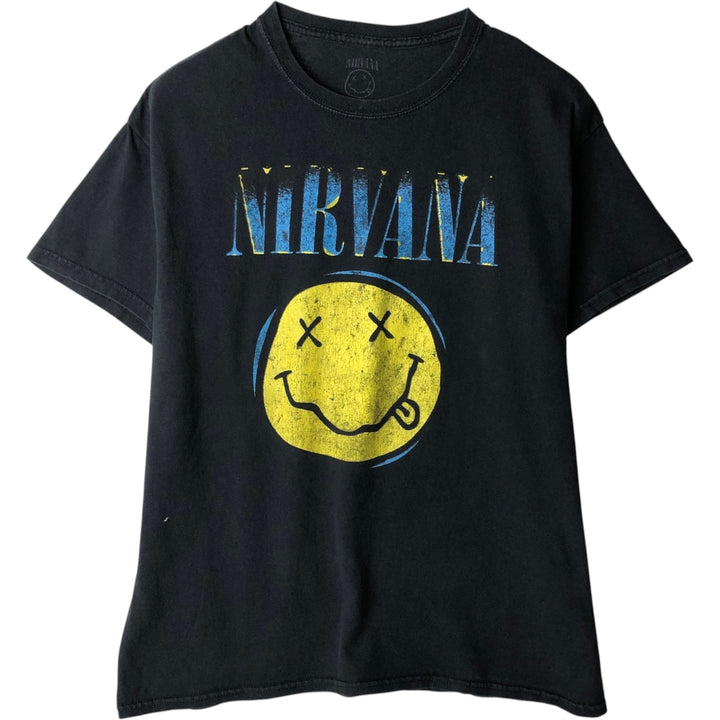 NIRVANA Nirvana Band T-shirt, Band T, Men's L size cotton black type Vintage Second Hand