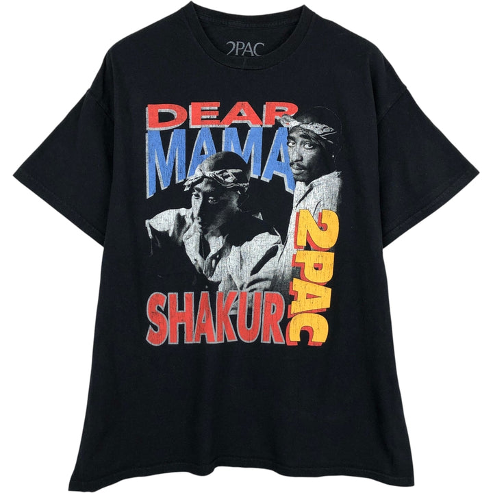 2pac rap t-shirt, men's XL size cotton black type Vintage Second Hand