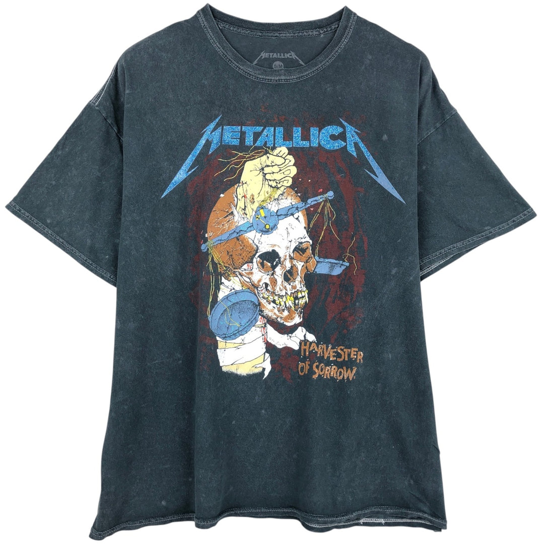 METALLICA Skull Pattern Band T-shirt Band Tee Men's M size cotton gray type Vintage Second Hand
