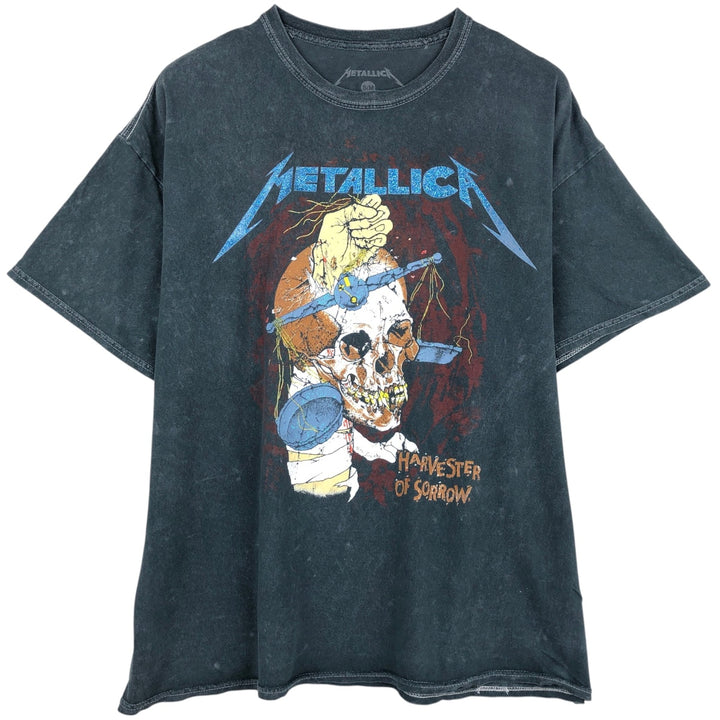 METALLICA Skull Pattern Band T-shirt Band Tee Men's M size cotton gray type Vintage Second Hand