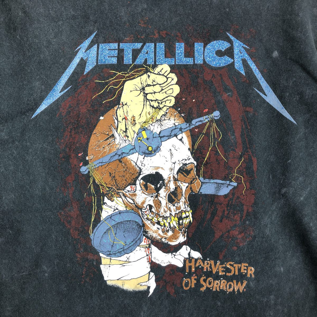 METALLICA Skull Pattern Band T-shirt Band Tee Men's M size cotton gray type Vintage Second Hand
