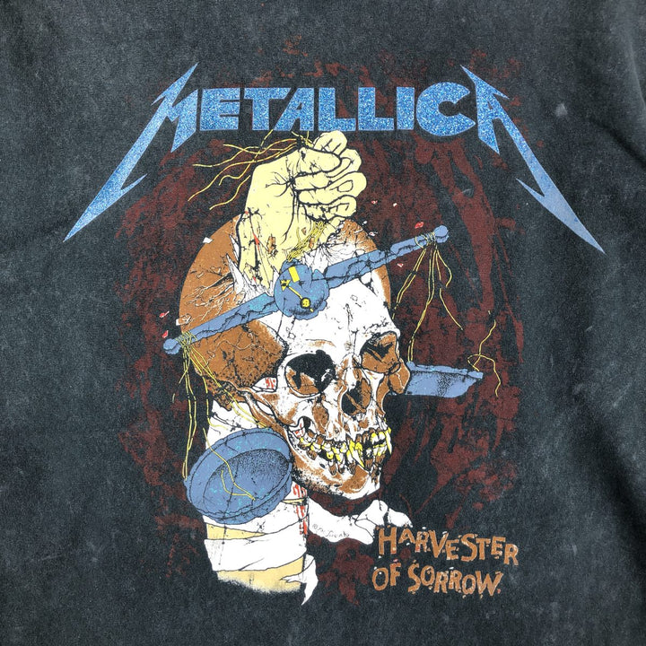 METALLICA Skull Pattern Band T-shirt Band Tee Men's M size cotton gray type Vintage Second Hand