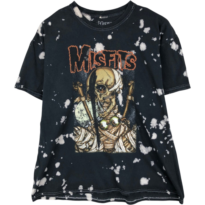 MISFITS Skull Pattern Bleached Band T-Shirt (Men's XL equivalent) cotton black type Vintage Second Hand