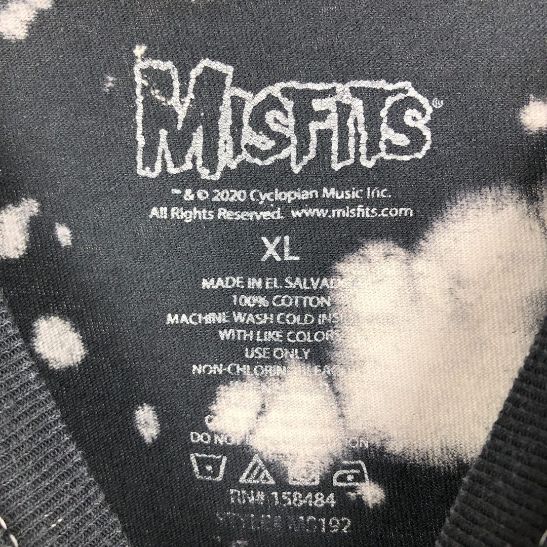 MISFITS Skull Pattern Bleached Band T-Shirt (Men's XL equivalent) cotton black type Vintage Second Hand