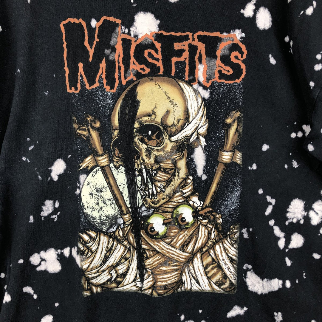 MISFITS Skull Pattern Bleached Band T-Shirt (Men's XL equivalent) cotton black type Vintage Second Hand