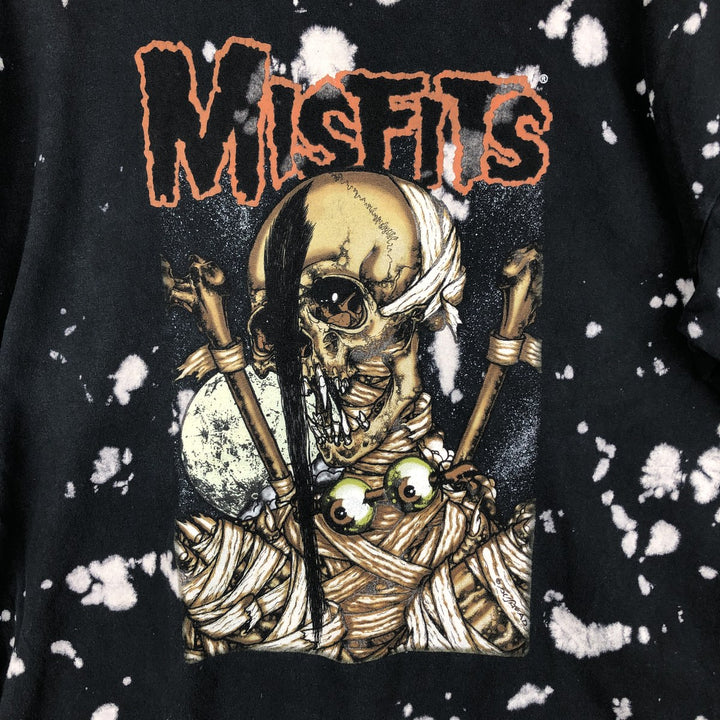 MISFITS Skull Pattern Bleached Band T-Shirt (Men's XL equivalent) cotton black type Vintage Second Hand