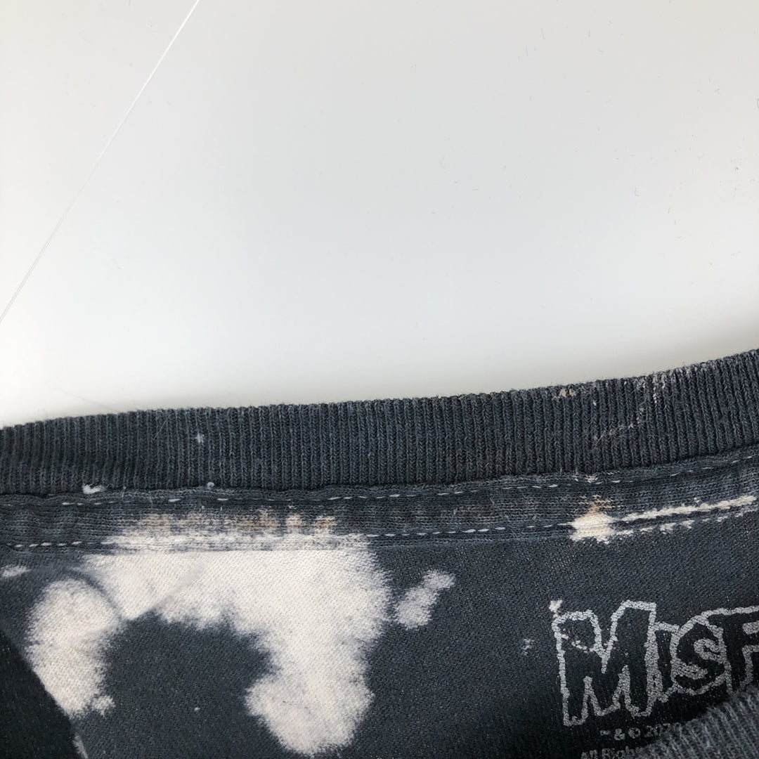 MISFITS Skull Pattern Bleached Band T-Shirt (Men's XL equivalent) cotton black type Vintage Second Hand