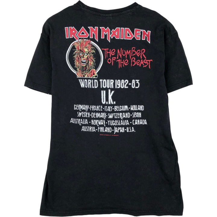 IRON MAIDEN Iron Maiden Band T-shirt Band T Men's M size cotton black type Vintage Second Hand