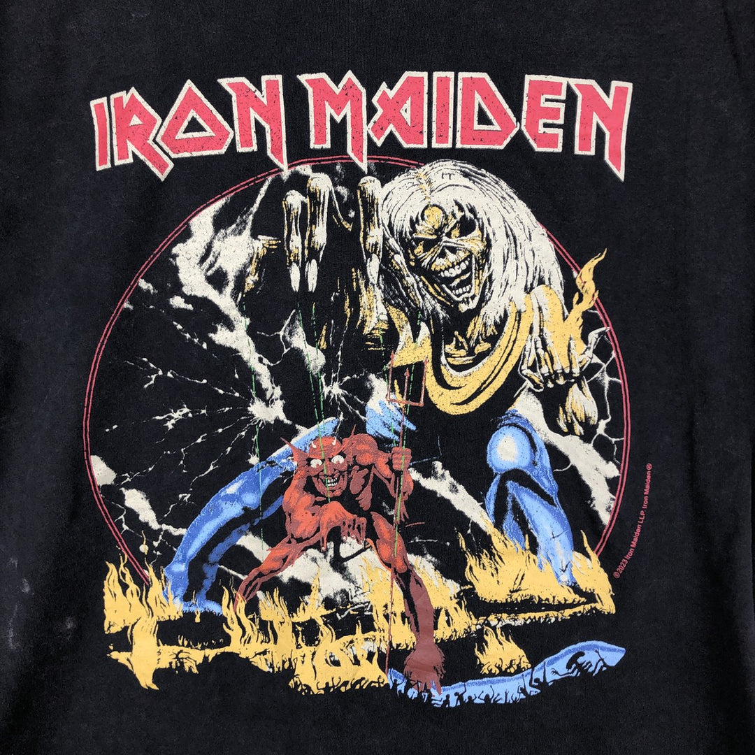 IRON MAIDEN Iron Maiden Band T-shirt Band T Men's M size cotton black type Vintage Second Hand