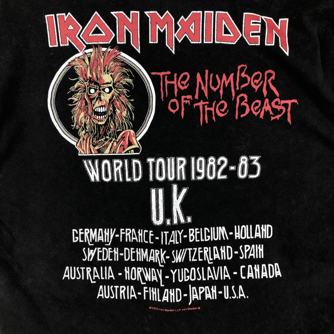 IRON MAIDEN Iron Maiden Band T-shirt Band T Men's M size cotton black type Vintage Second Hand
