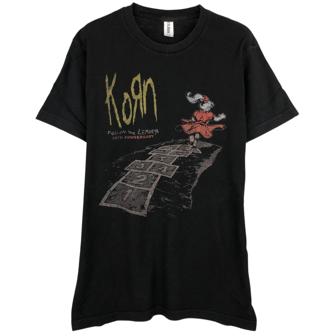TULTEX KORN Band T-Shirt (Men's Size M) cotton black type Vintage Second Hand