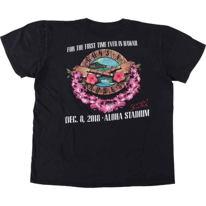 GUNS N' ROSES Guns N' Roses Band T-shirt Band Tee Men's M size unclear black type Vintage Second Hand